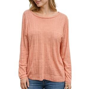 MISSONI Long Sleeve Wool Blend Textured Knit Top in Salmon size IT 48 / US 12